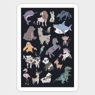 Cool Collection of Zombie Animals // Zombie Sloth Unicorn Tiger Lion T-Rex Magnet